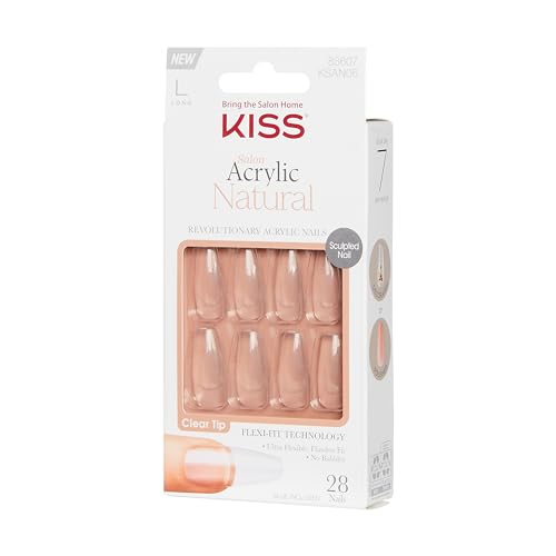 KISS Salon Acrylic Natural Nails ultra-smooth finish ready for polish or bare look.