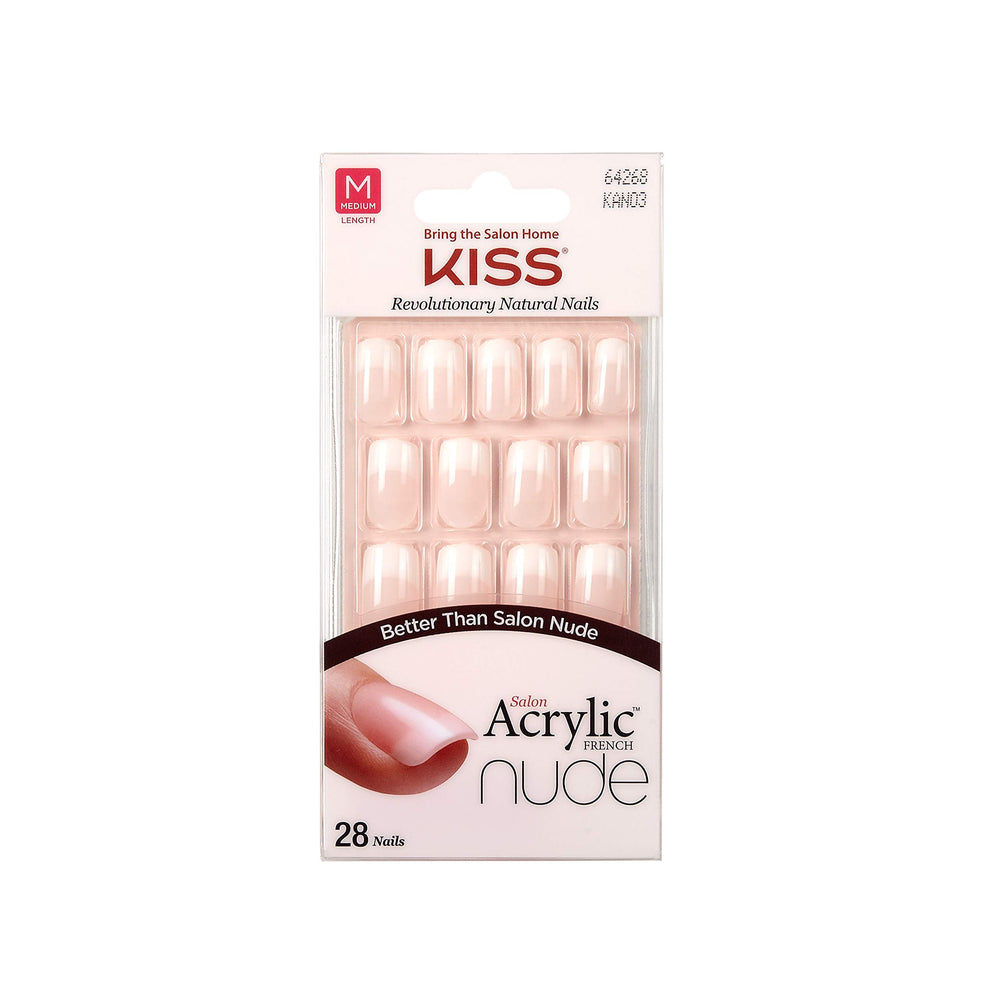 KISS Nude French nails offer a natural look with a softened smile line.