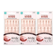 Kiss Salon Acrylic Nude French Nails 3-Pack box, ideal for quick at-home manicure prep.