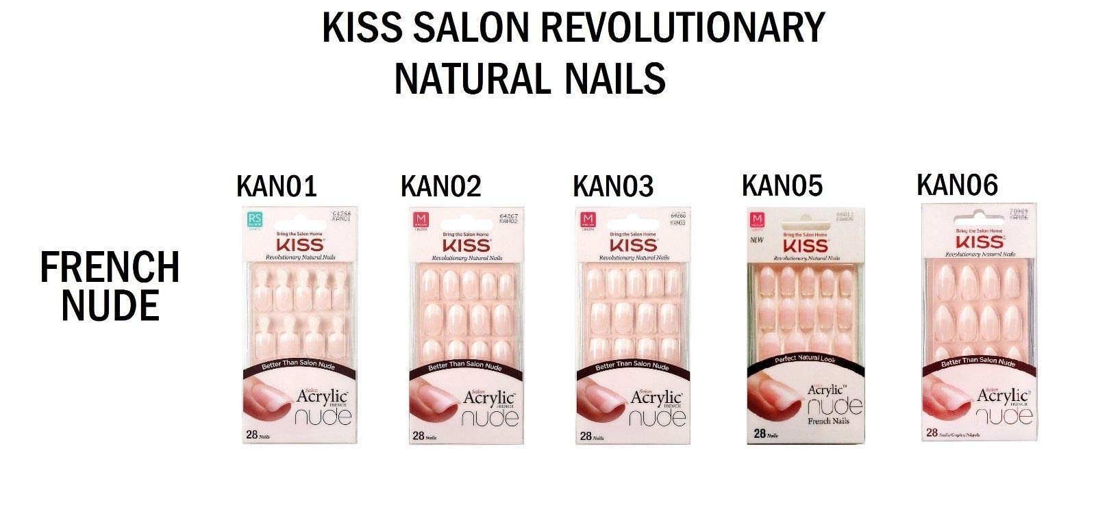 Kiss Salon Acrylic Nude French Nails 3-pack display, convenient multi-pack for shareable glam.
