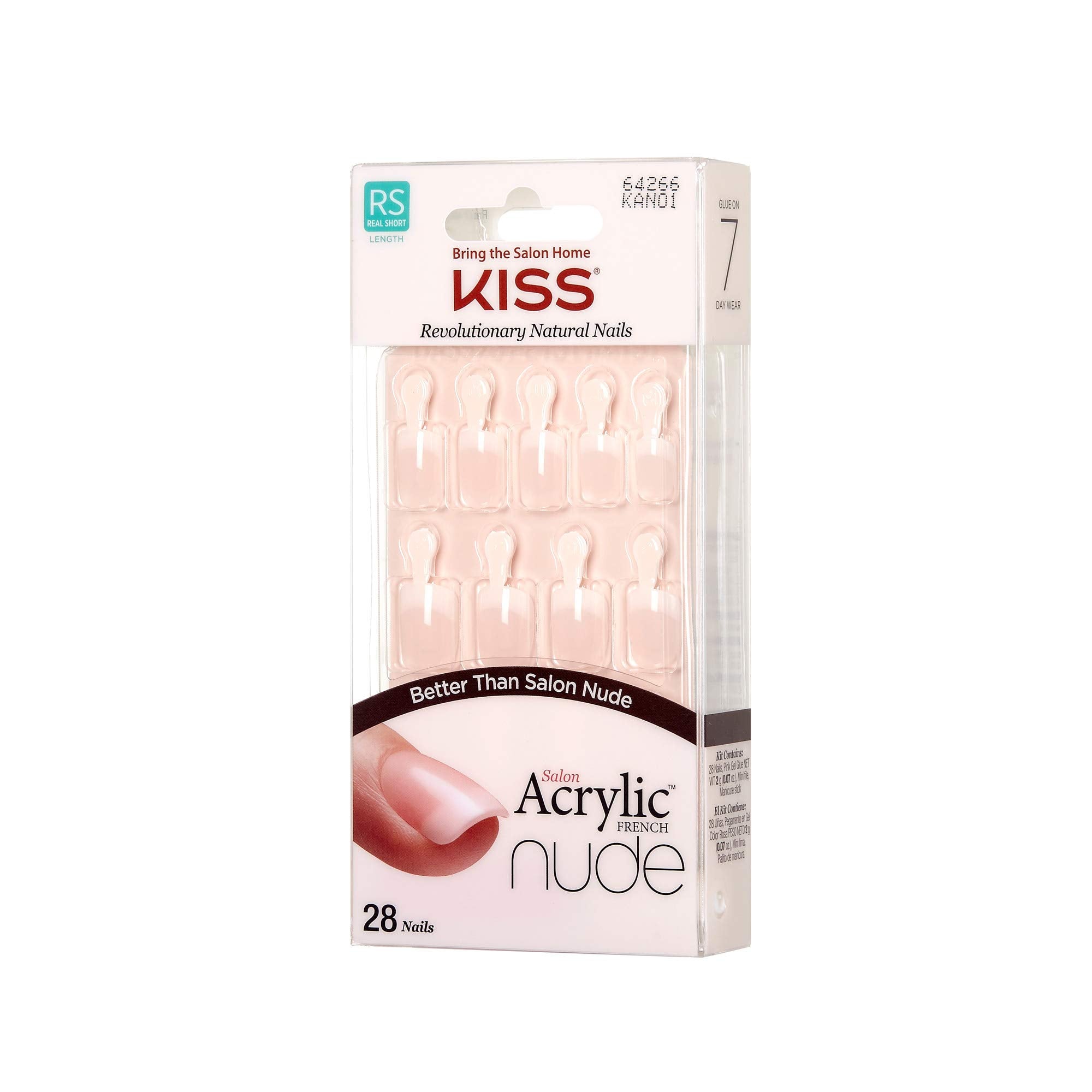 Kiss Salon Acrylic Nude French Nails seamless cuticle line close-up for effortless blend.