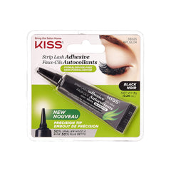 Kiss Strip Lash Adhesive Black tube with precise brush for secure hold.