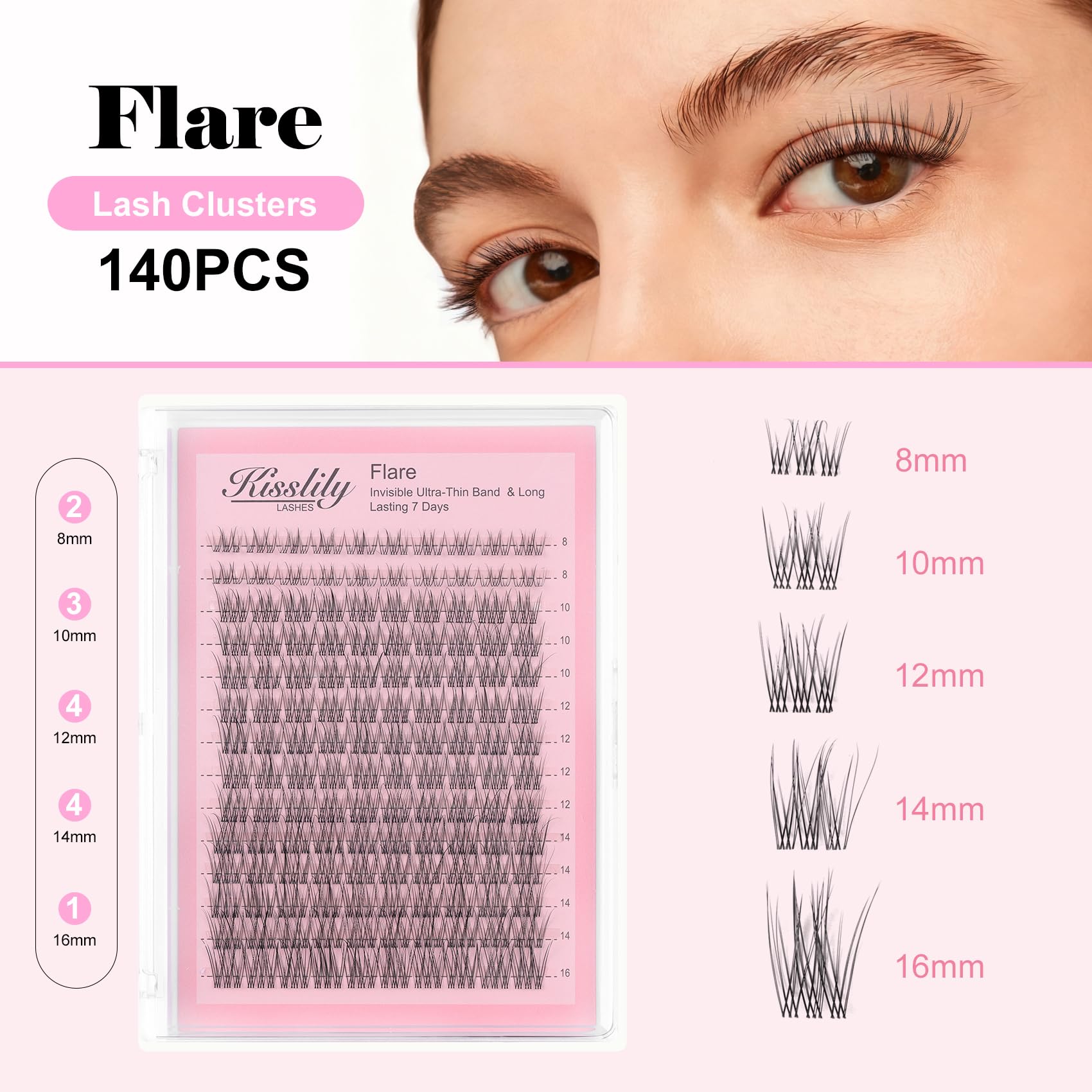 Kisslily Flare Lashes natural-look closeup highlights delicate fibers