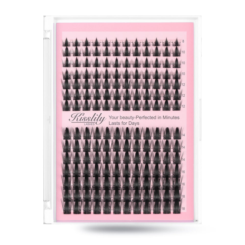 Kisslily manga lash clusters pack showing assorted lengths for versatile cosplay looks