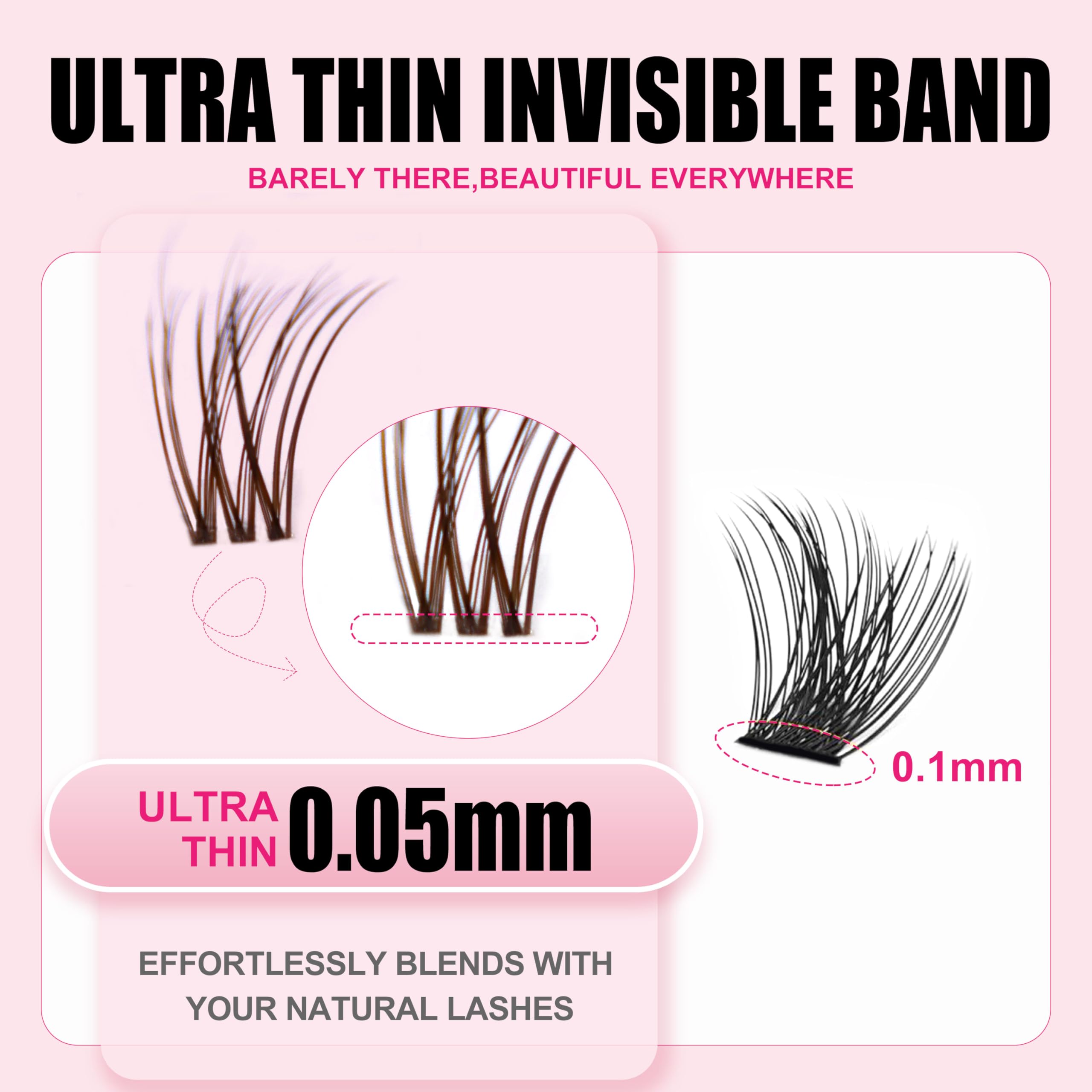 Kisslily Plume Brown Lashes 8-16mm C-Curl for versatile styling.