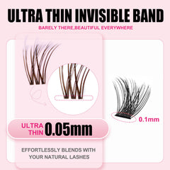 Kisslily Plume Brown Lashes 8-16mm C-Curl for versatile styling.