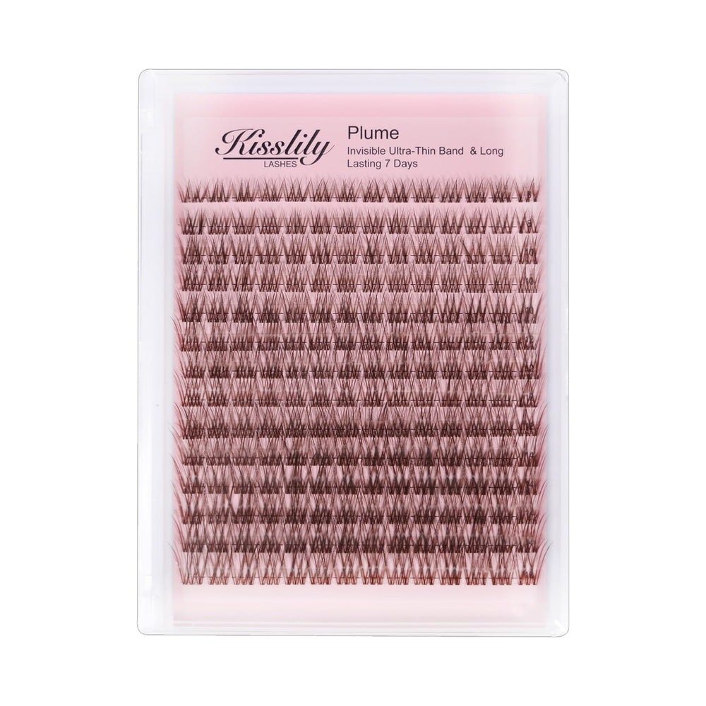 Kisslily Plume Brown Lashes with invisible band for a natural, comfortable look.