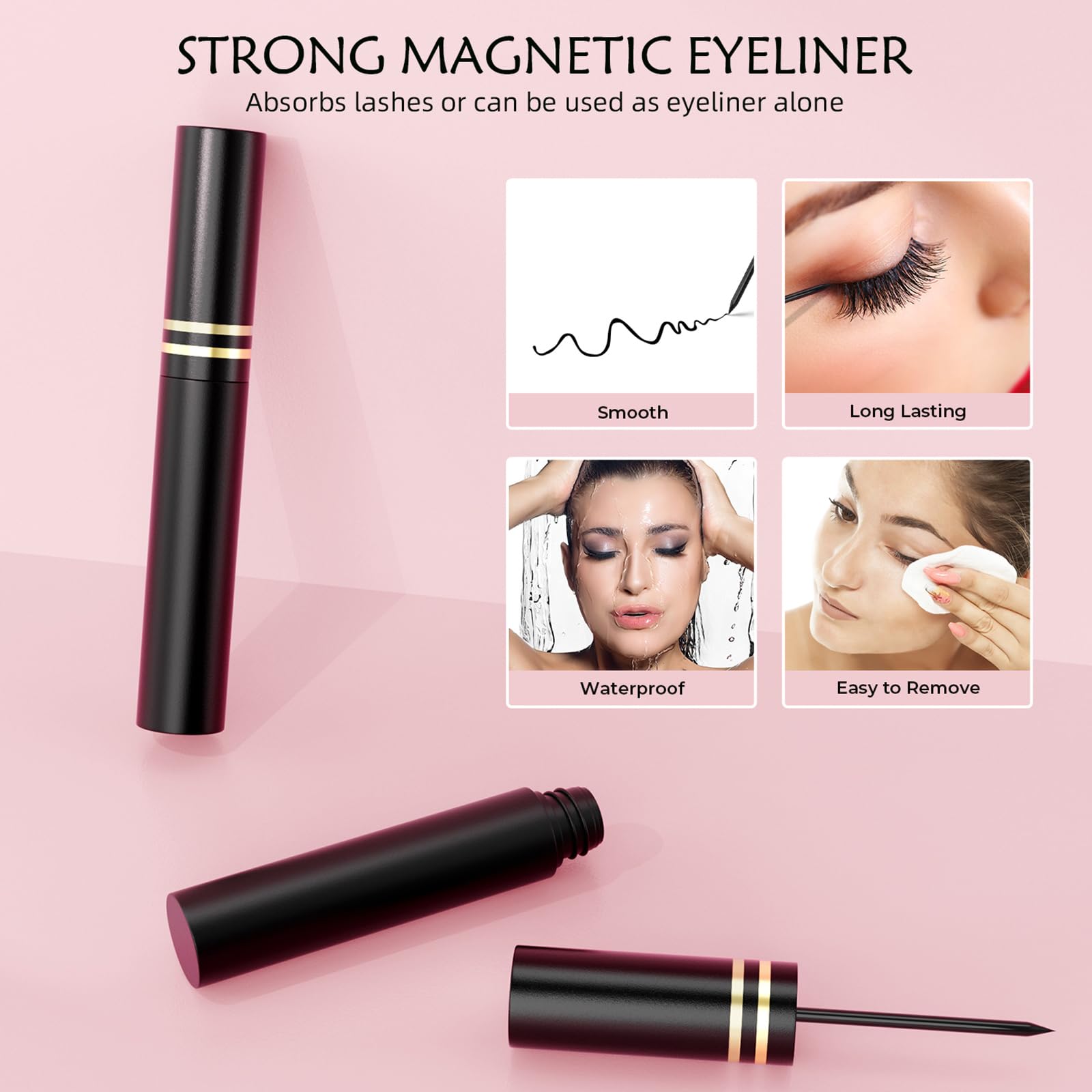 Kistep Magnetic Eyelashes Kit – 12 styles display for versatile daily to glam transitions.