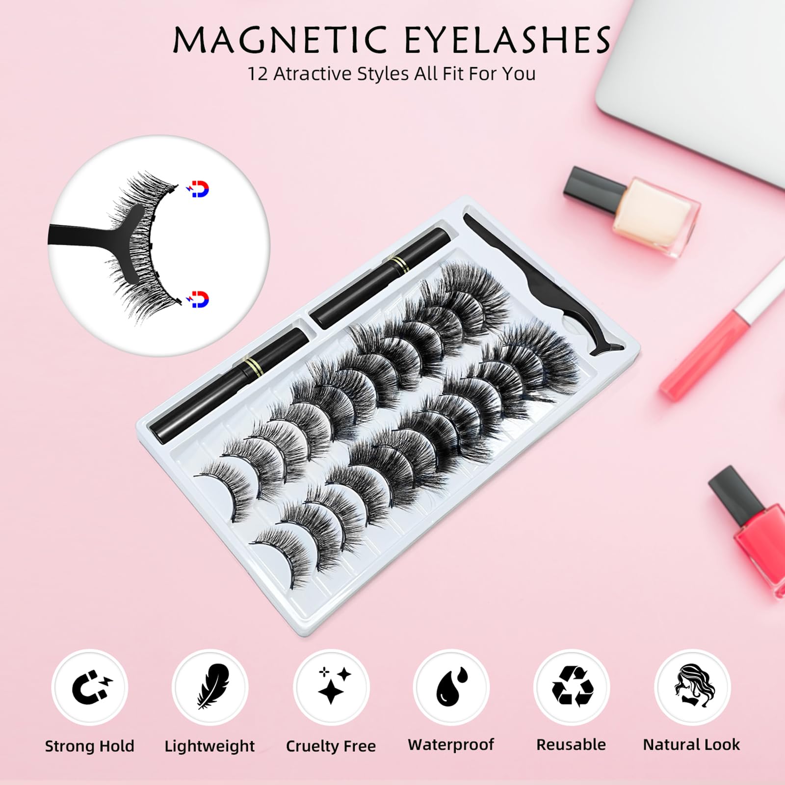Kistep Magnetic Eyeliner Pen shows strong hold and quick adhesion.