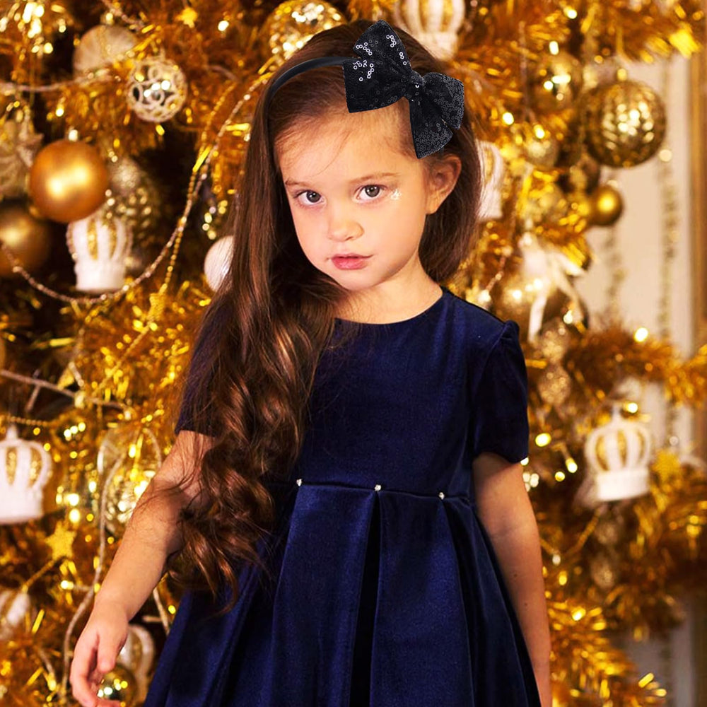 Kiszu Sparkly Sequin Headband on child showcases soft fabric for comfortable wear
