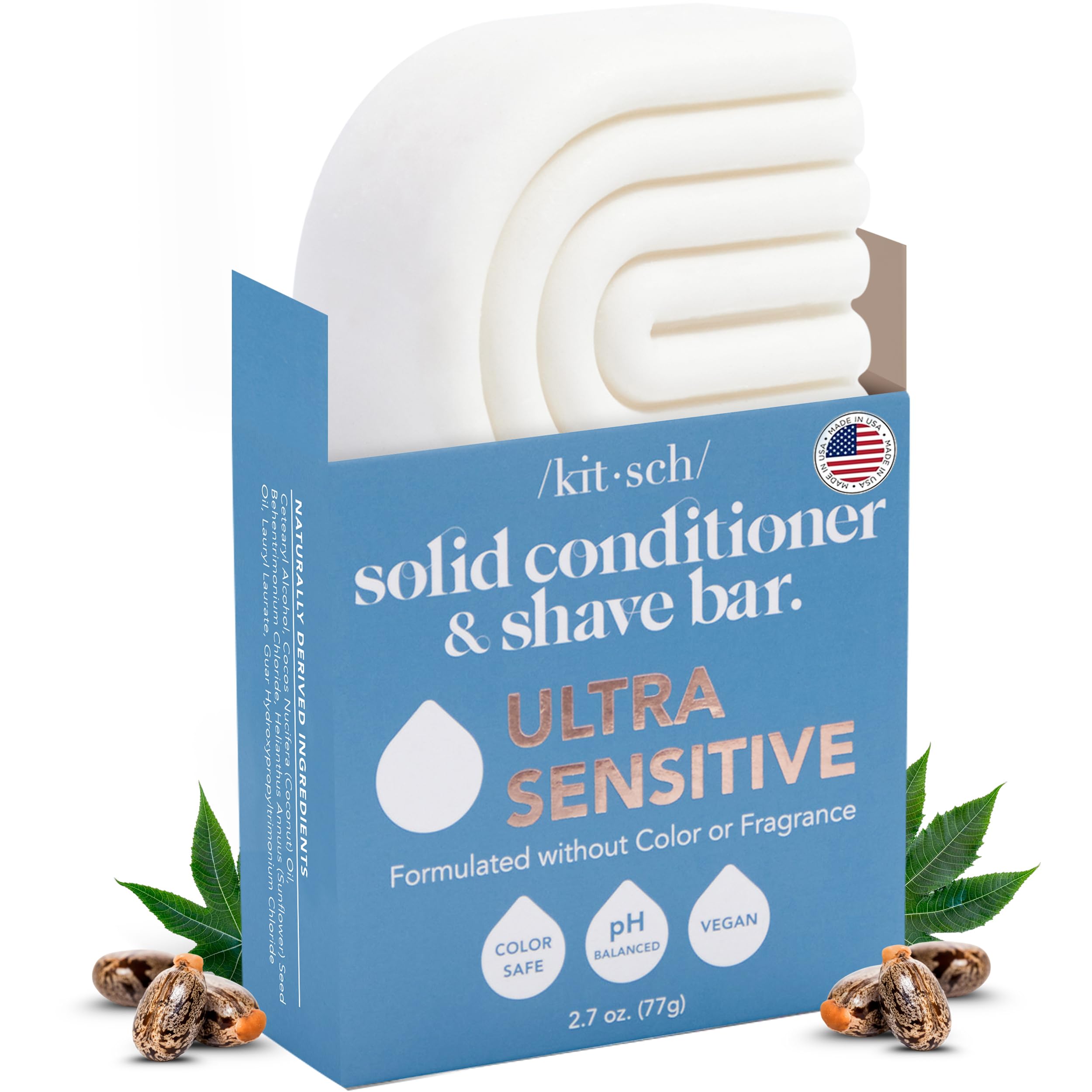 Kitsch 2-in-1 ultra-sensitive bar packaging shows travel-friendly design and reduced plastic waste.