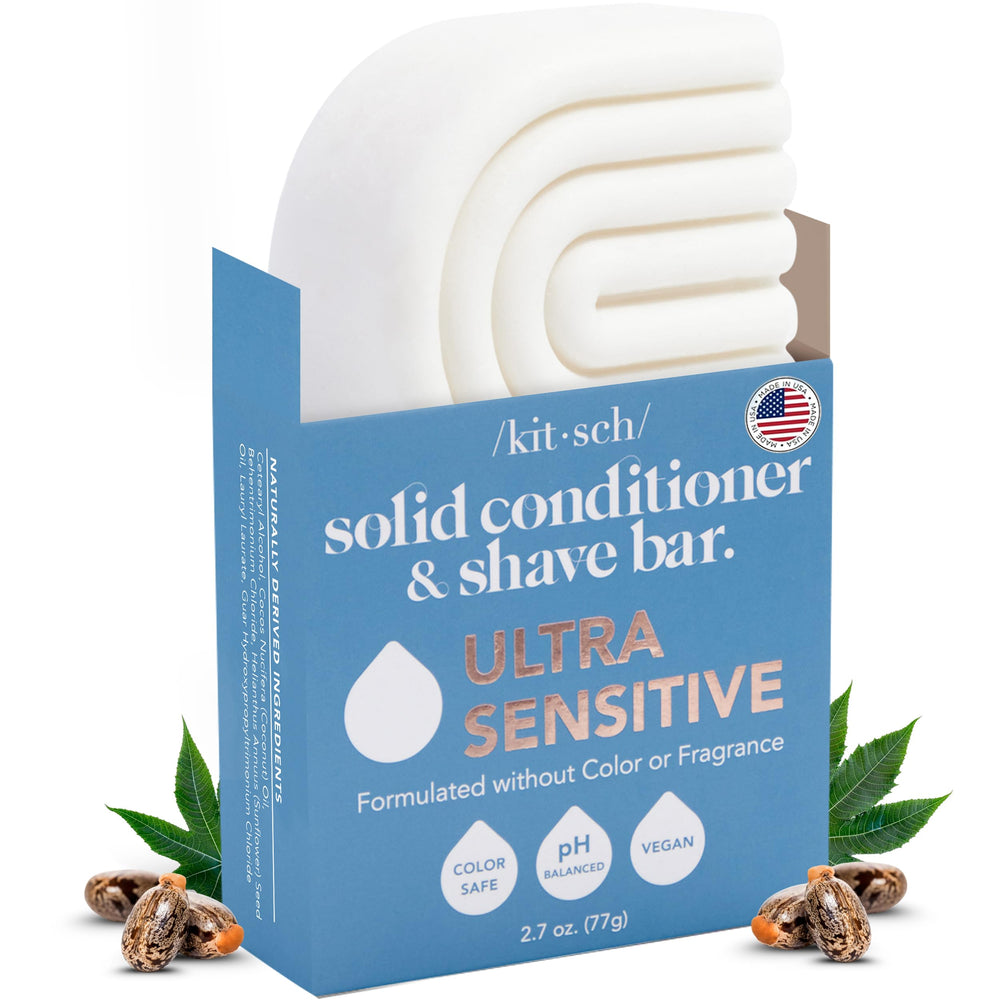 Kitsch 2-in-1 ultra-sensitive bar packaging shows travel-friendly design and reduced plastic waste.