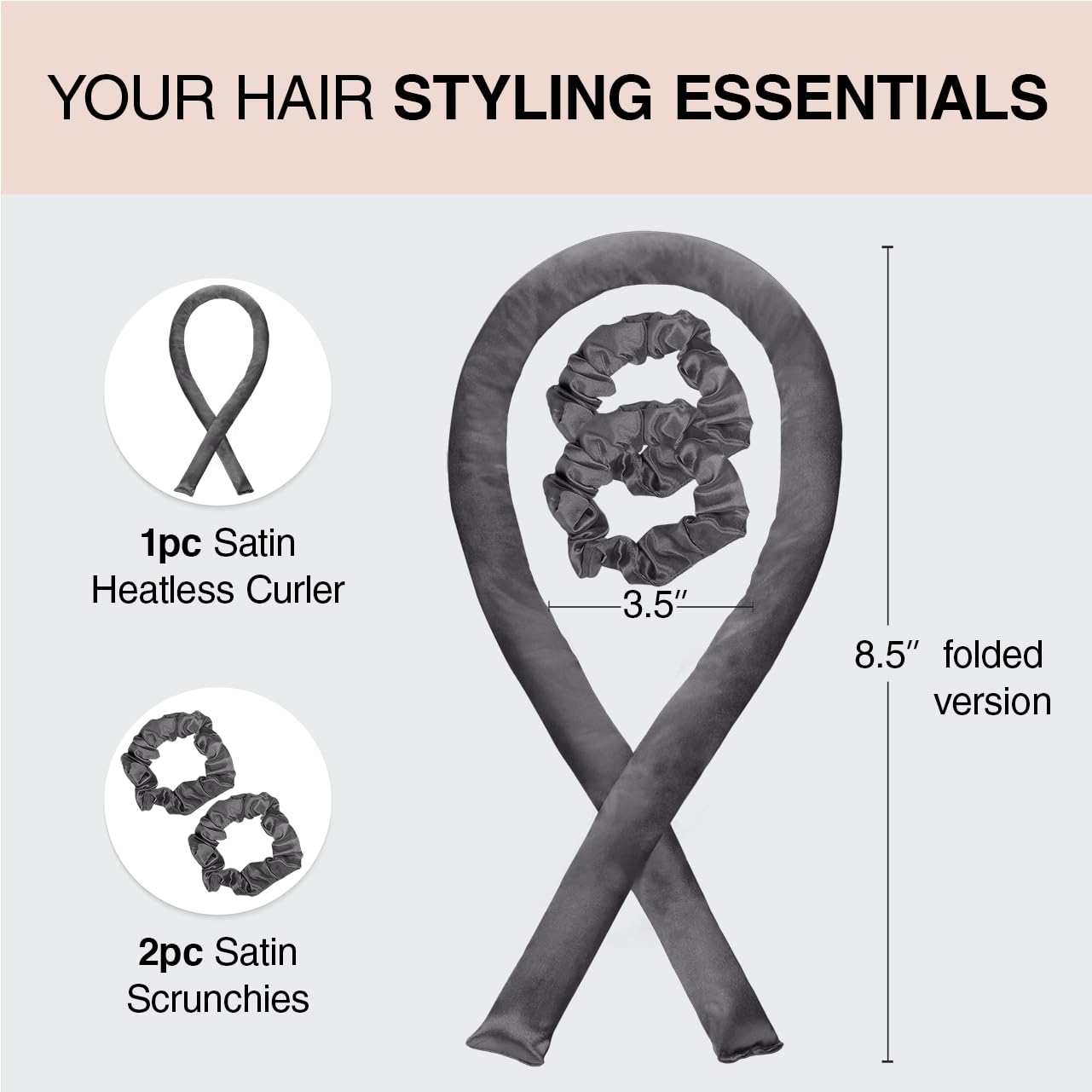 Kitsch 34inch satin heatless rod—comfortable all-night wear for frizz-free morning curls.