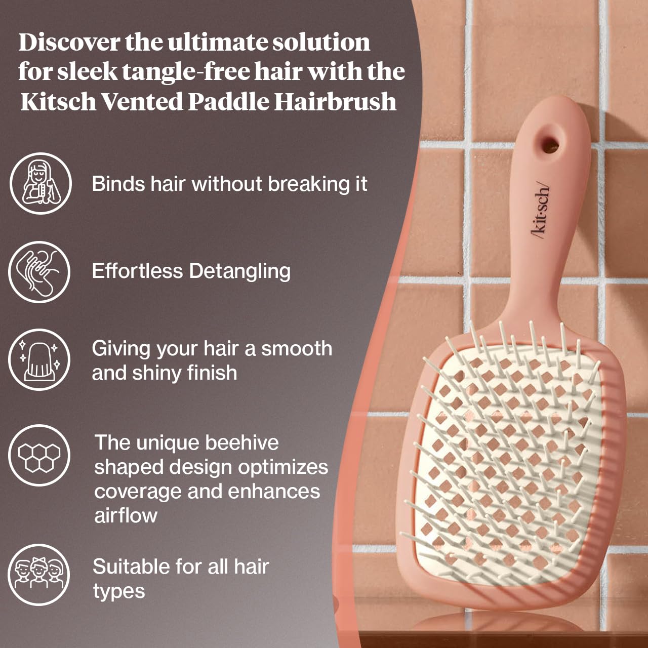 Kitsch anti-frizz reduces static for sleeker hair