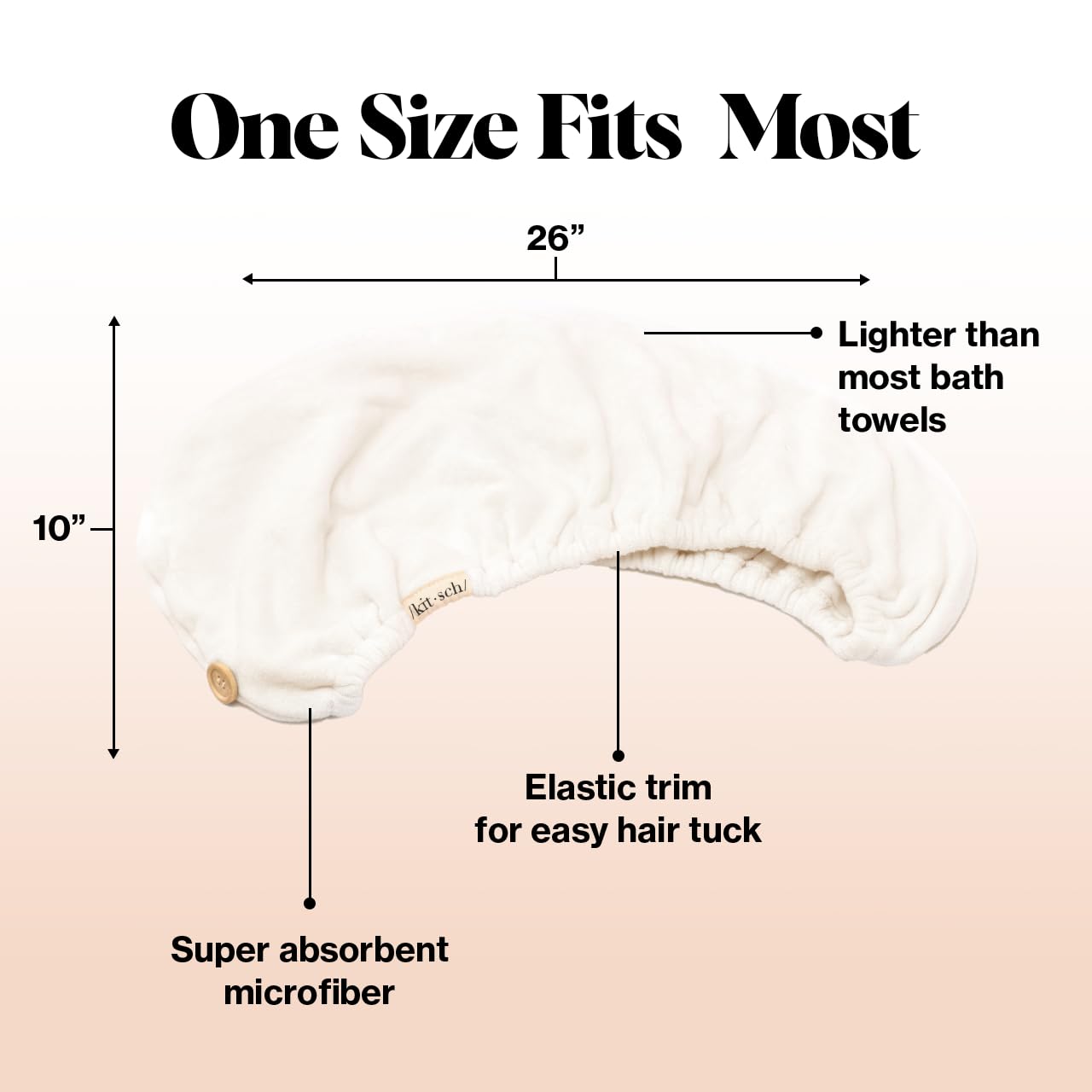 Kitsch anti-frizz turban for women shown keeping hair smooth post-wash.