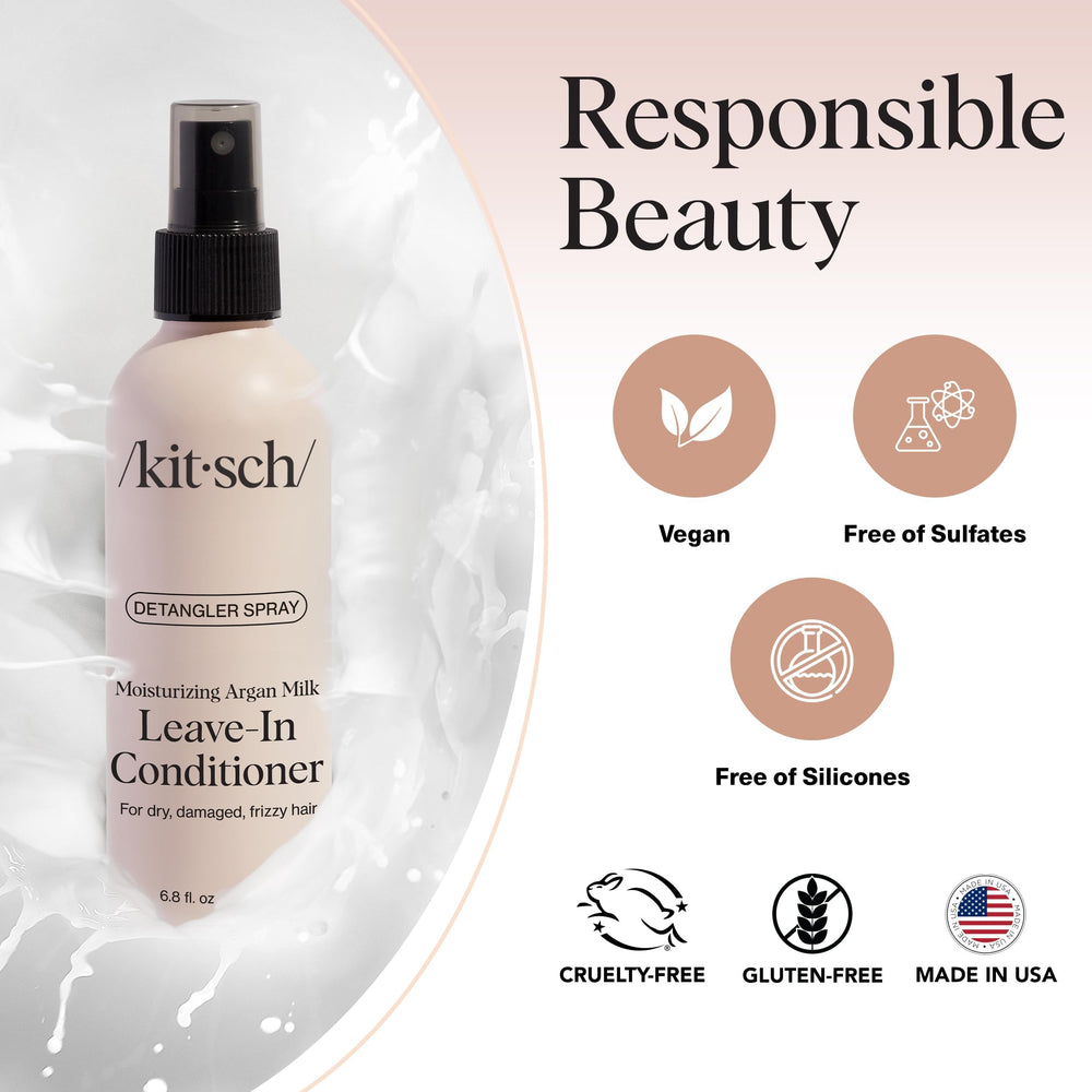 Kitsch Argan Milk Leave-In on curly hair boosts softness and shine.