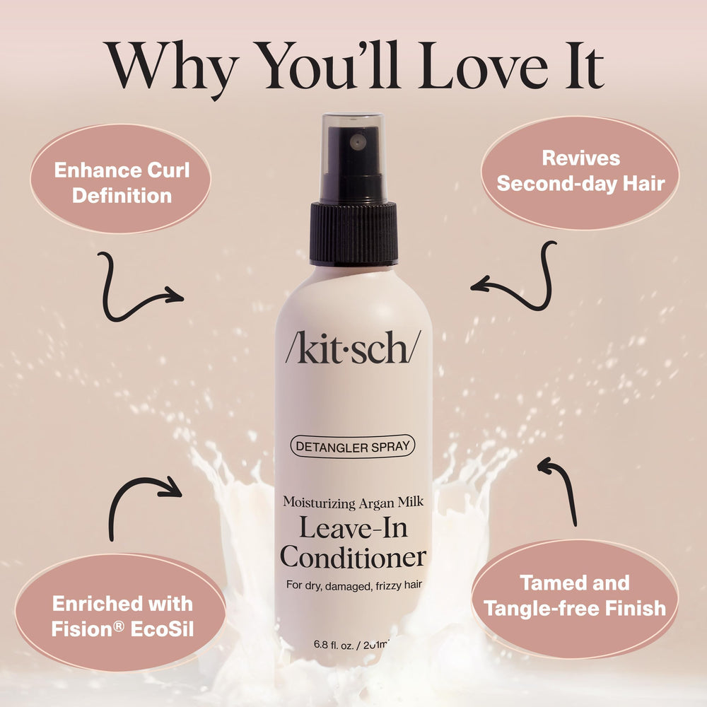 Kitsch Argan Milk Leave-In scent features warm vanilla and macadamia aroma.
