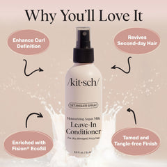 Kitsch Argan Milk Leave-In scent features warm vanilla and macadamia aroma.