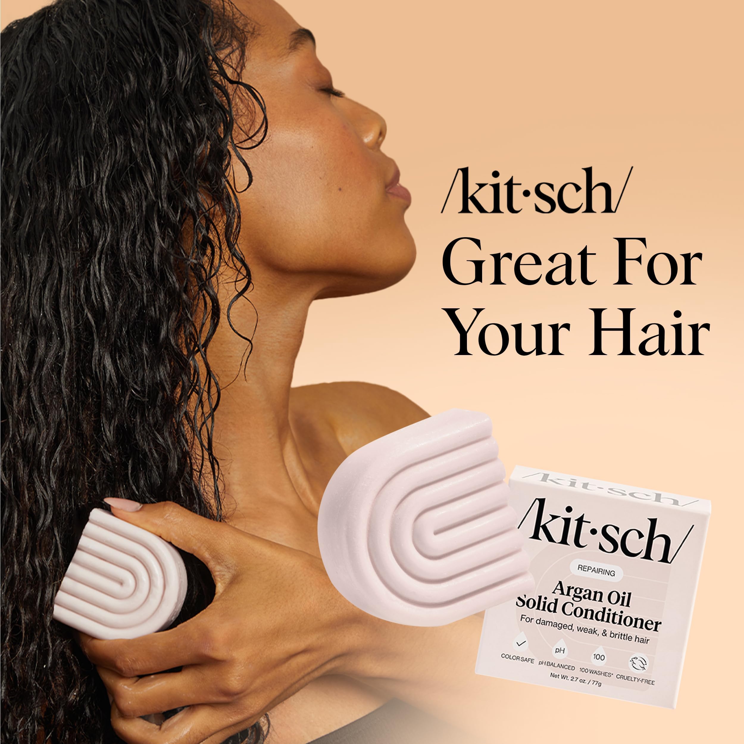 Kitsch Argan Oil Conditioner Bar toasted-vanilla-macadamia aroma for spa-like routine.
