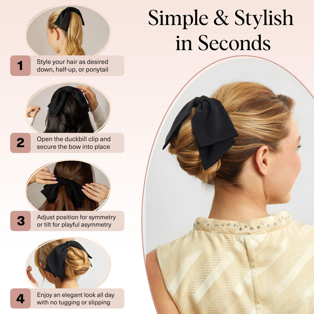 Kitsch black oversized hair bow adds bold style to any look