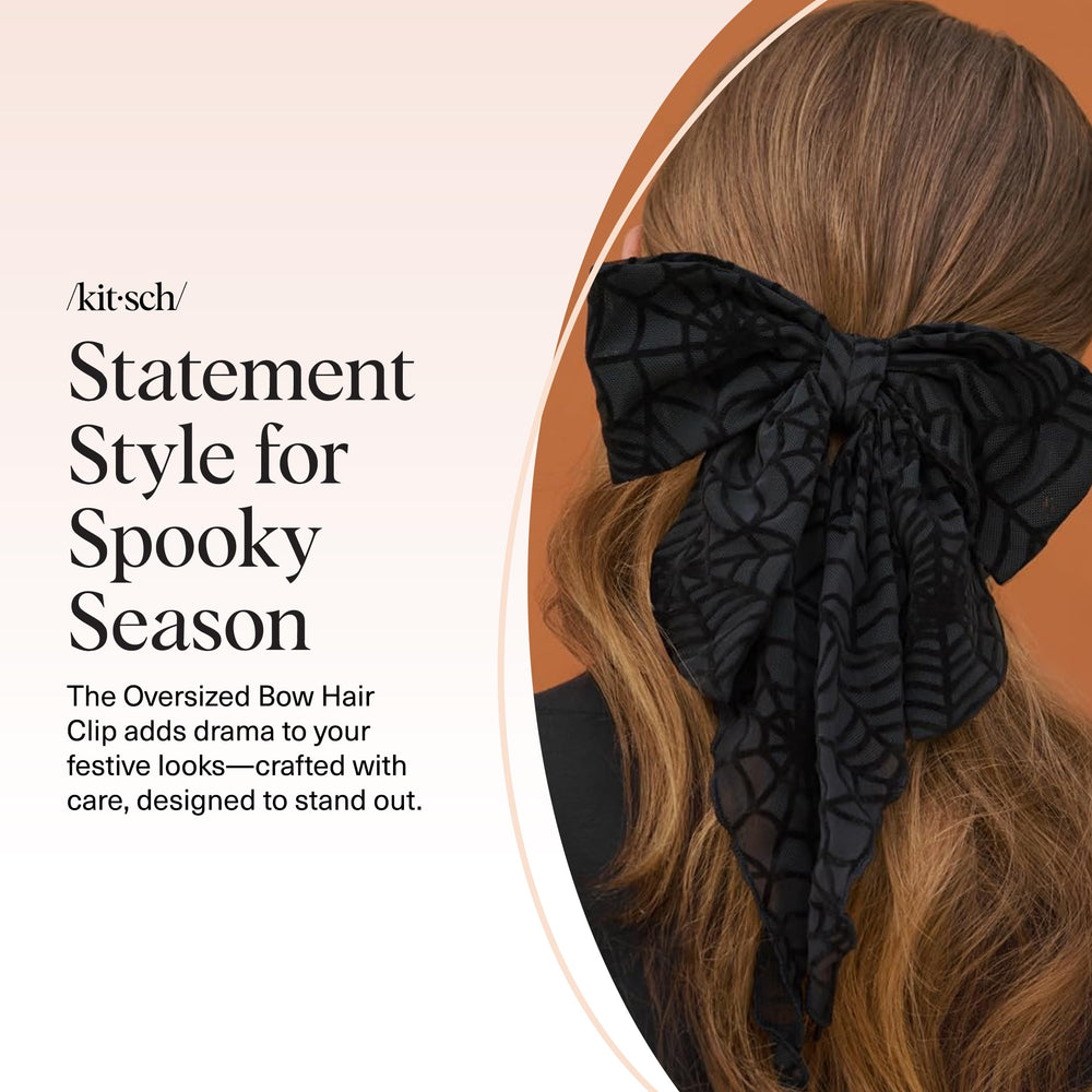 Kitsch black ribbon hair clip versatile bow accessory for school, work, and parties