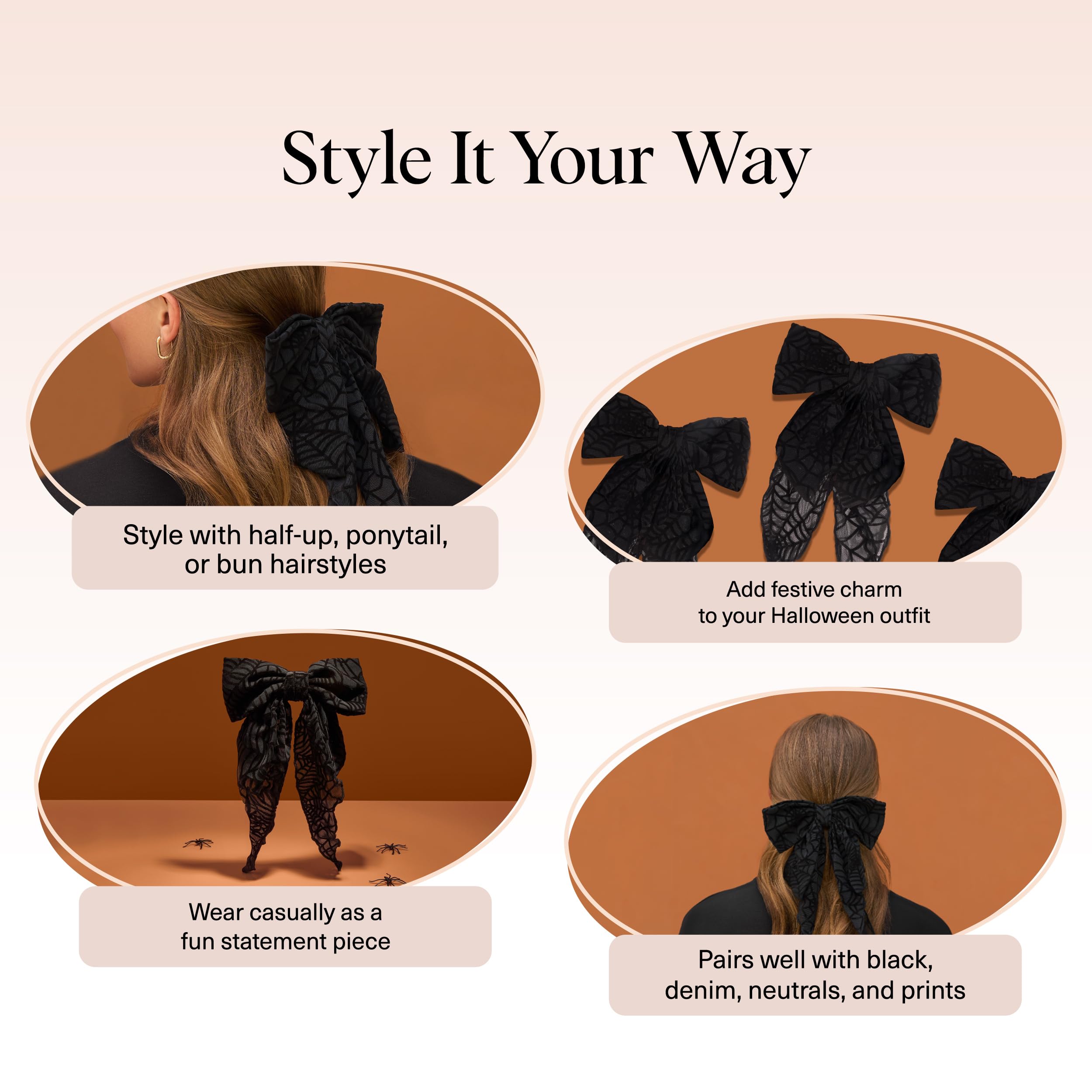 Kitsch black ribbon hair clip made from recycled materials supports eco-conscious styling