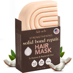 Kitsch Bond Repair Hair Mask packaging with solid bar for zero-waste care.