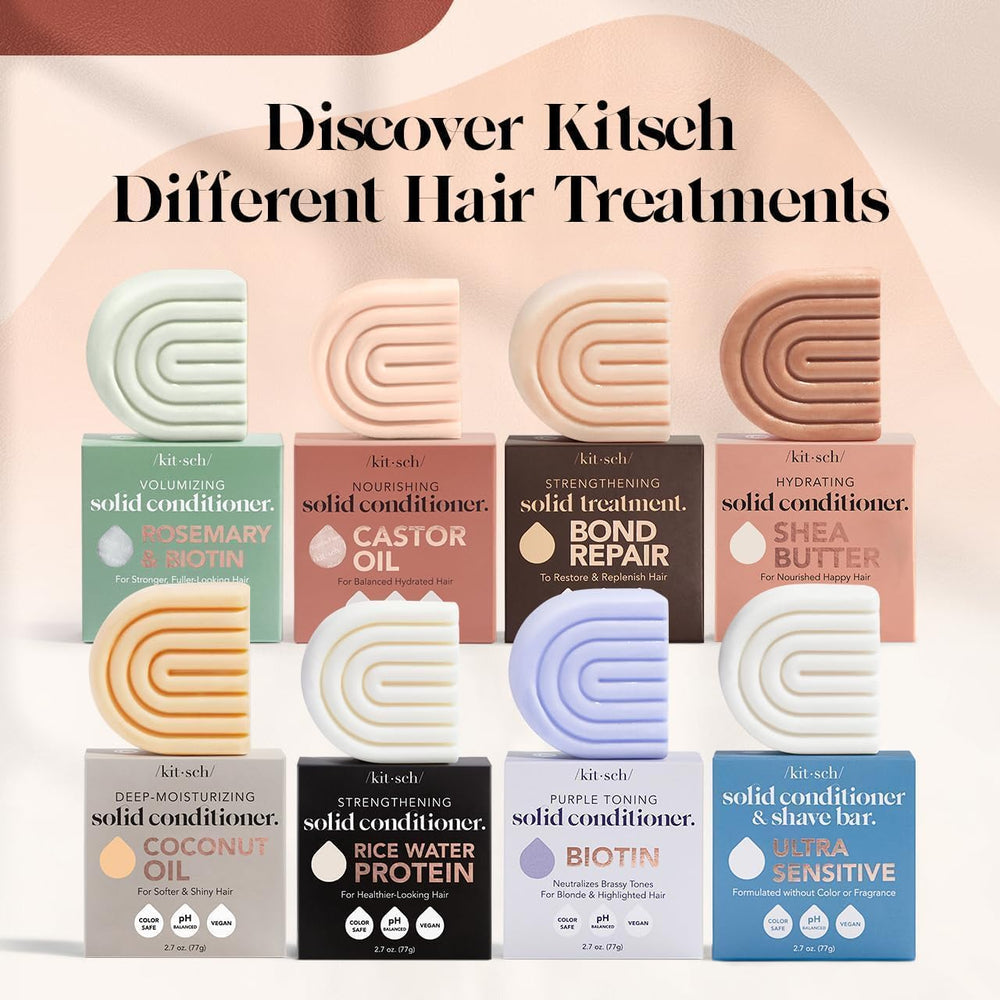 Kitsch Castor Oil Conditioner Bar silicone-free formula delivers lightweight conditioning