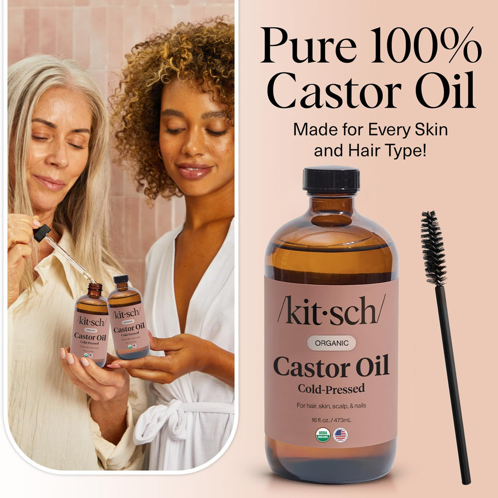 Kitsch Castor Oil drops for targeted lash and brow nourishment.