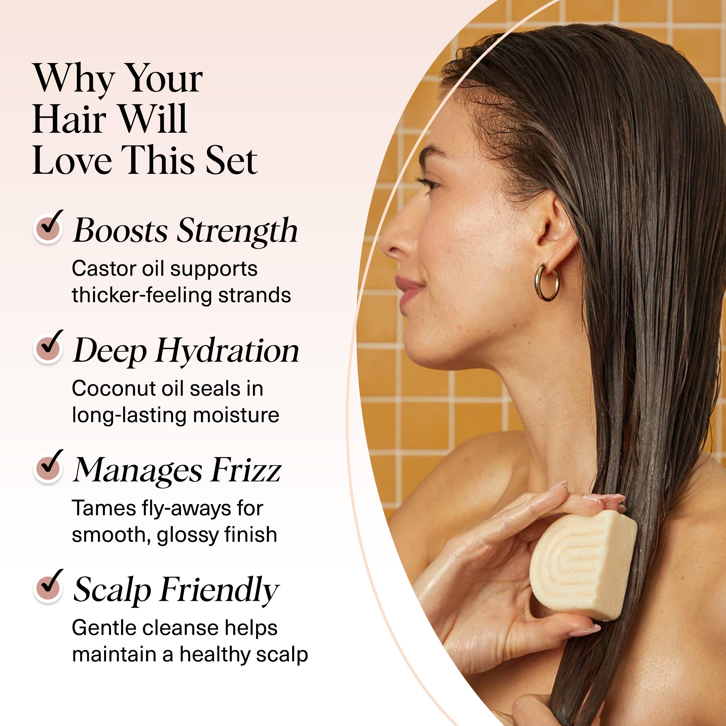 Kitsch Castor Oil Shampoo Bar closeup reveals smooth texture and natural ingredients