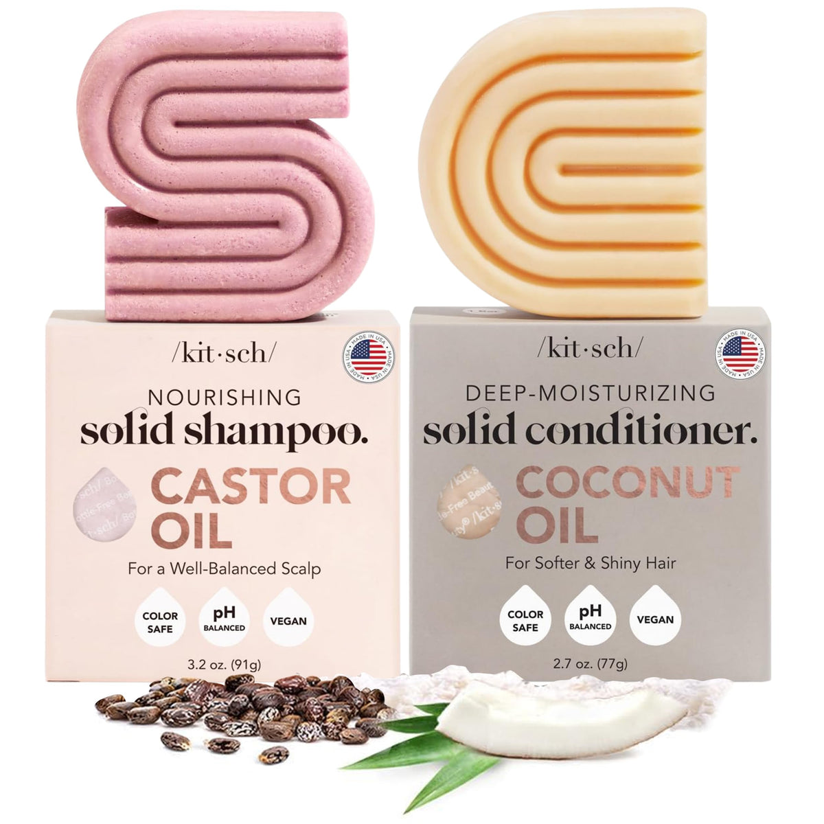 Kitsch Castor Oil Shampoo Bar pour shows quick lather for scalp cleansing and vitality