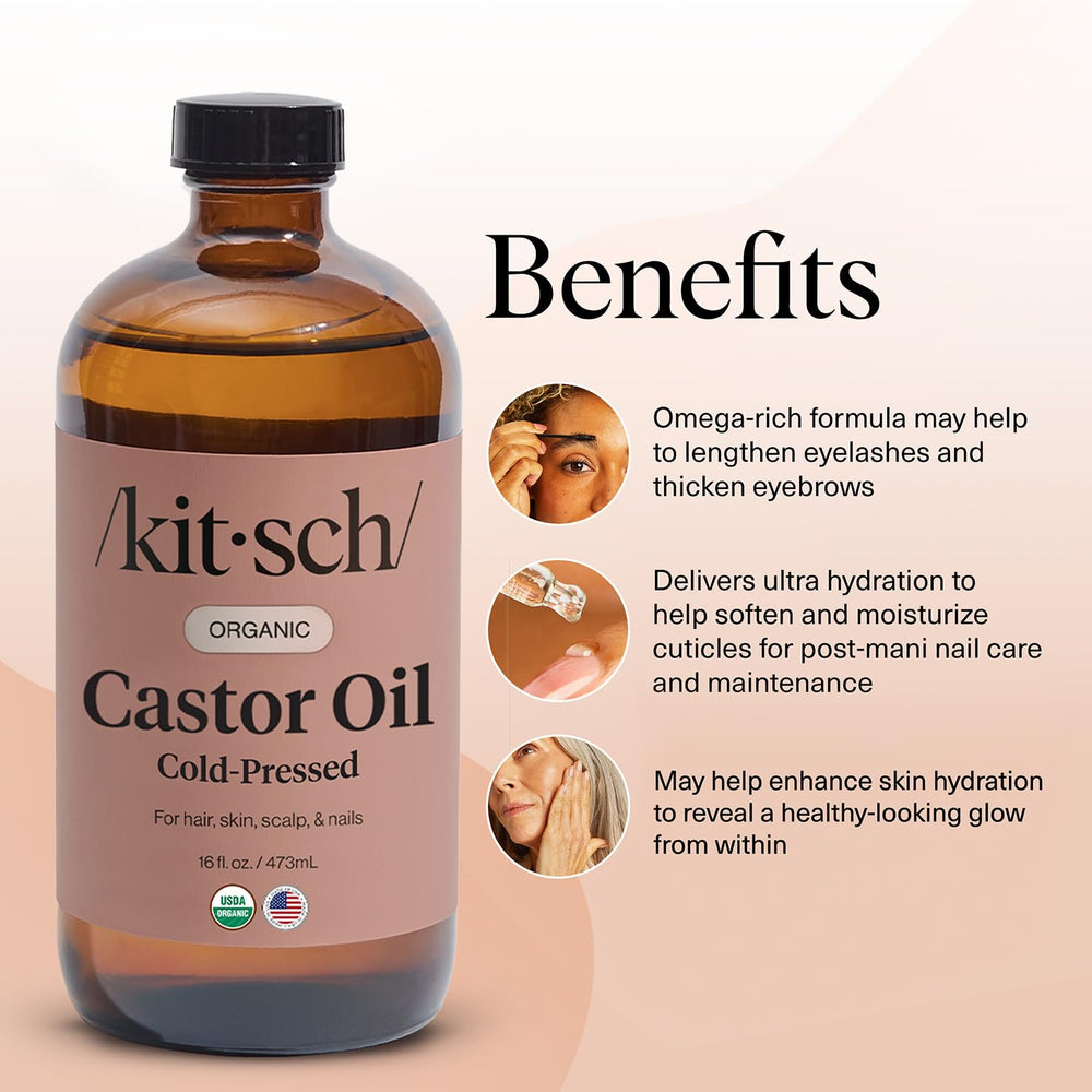 Kitsch Castor Oil hydrates skin and softens cuticles.
