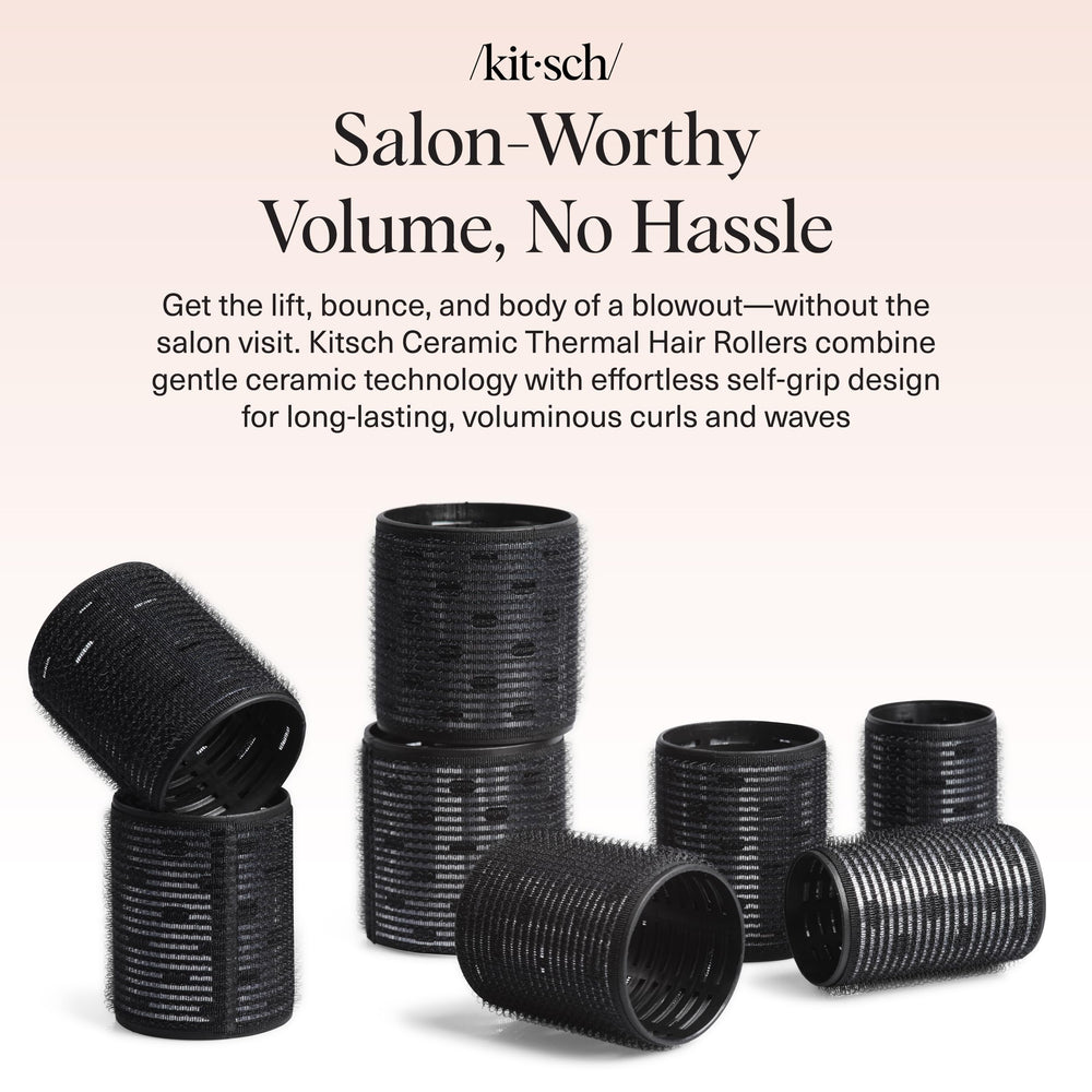 Kitsch Ceramic Thermal Hair Rollers in-use showcase heatless curls with lift and shine