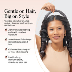 Kitsch charcoal satin scrunchies—gentle grip for secure overnight curl without snagging.