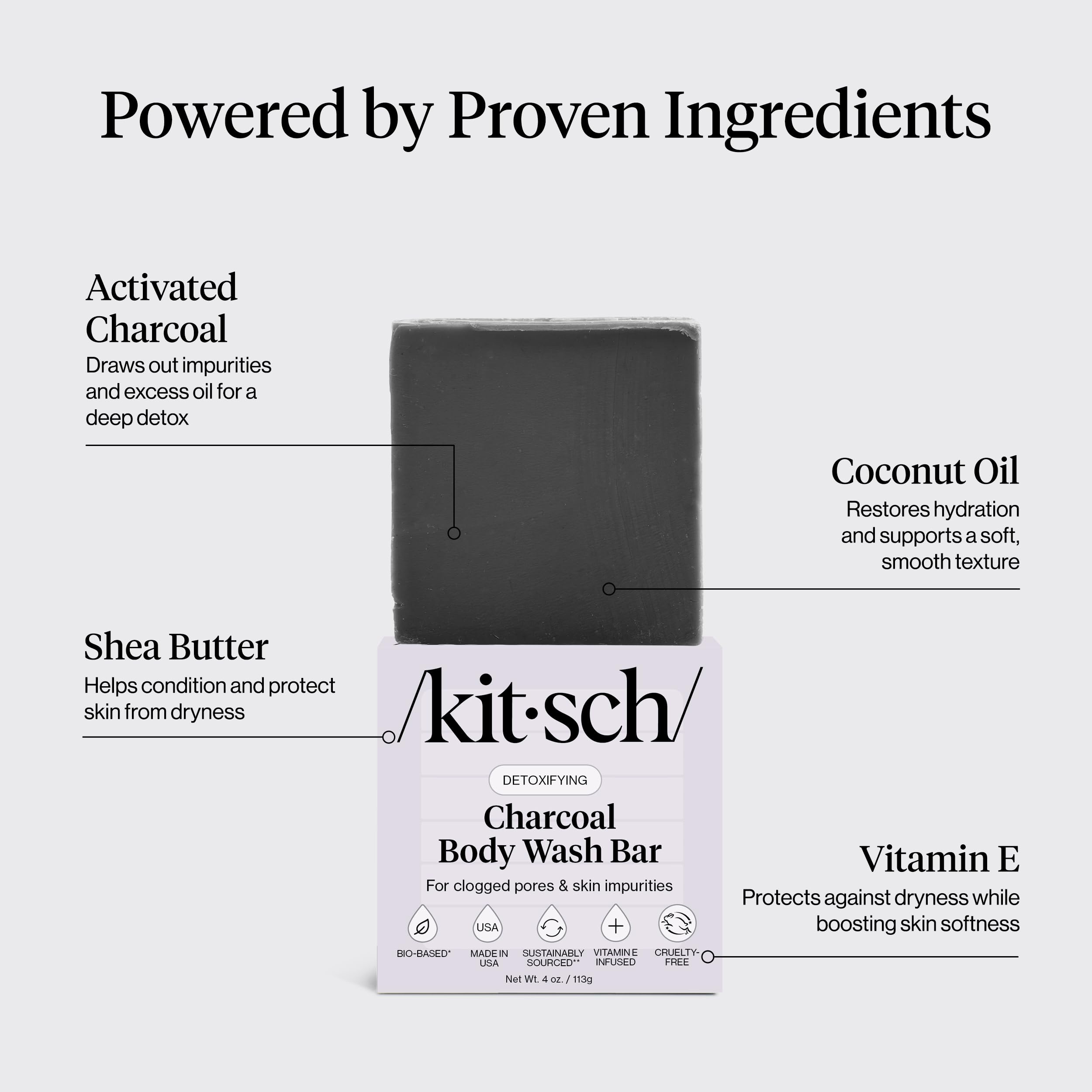 Kitsch Charcoal Soap Bar eco-friendly packaging reduces plastic waste.