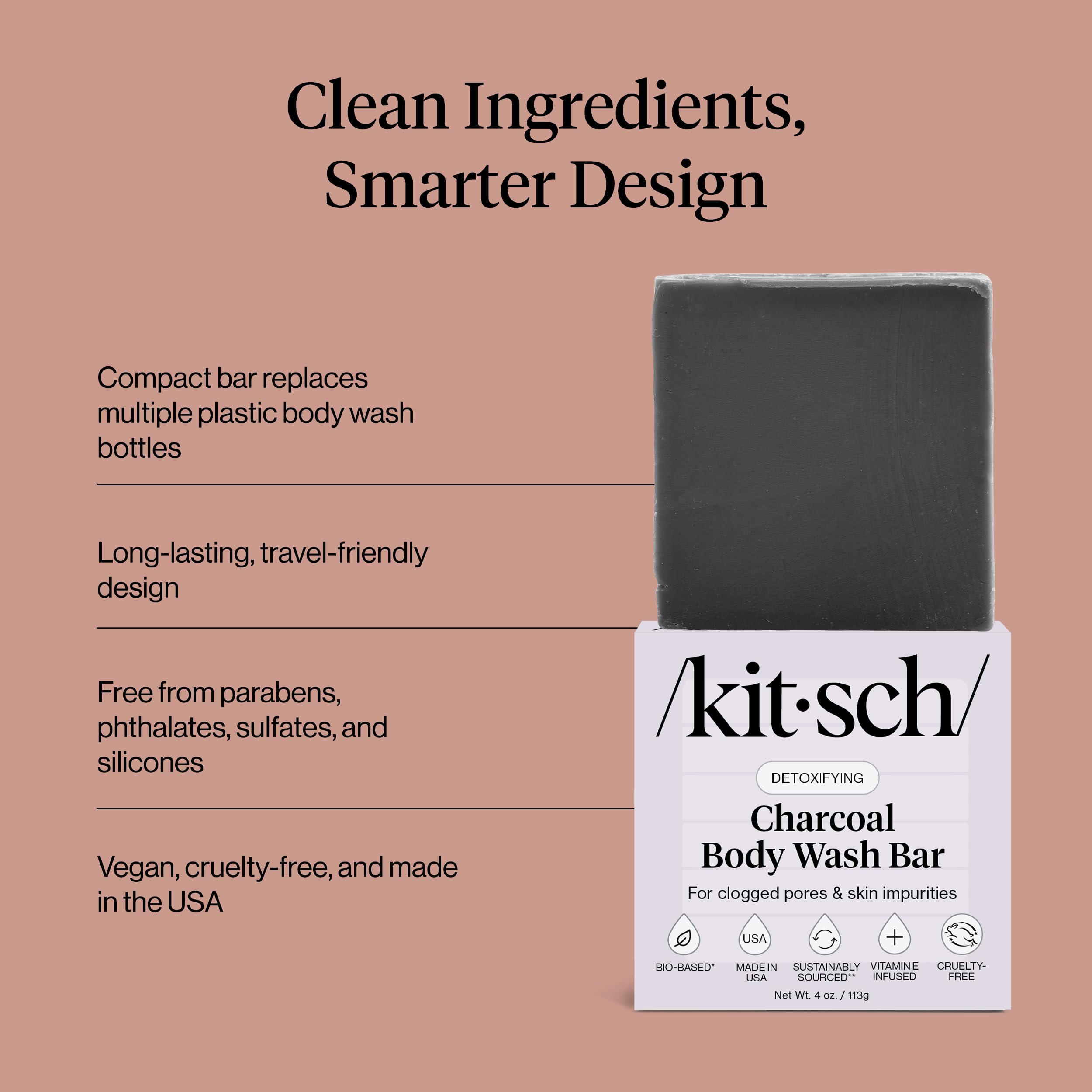 Kitsch Charcoal Soap Bar with nourishing botanicals for refreshed skin.