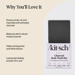 Kitsch Charcoal Soap Bar travel-size perfect for gym showers.
