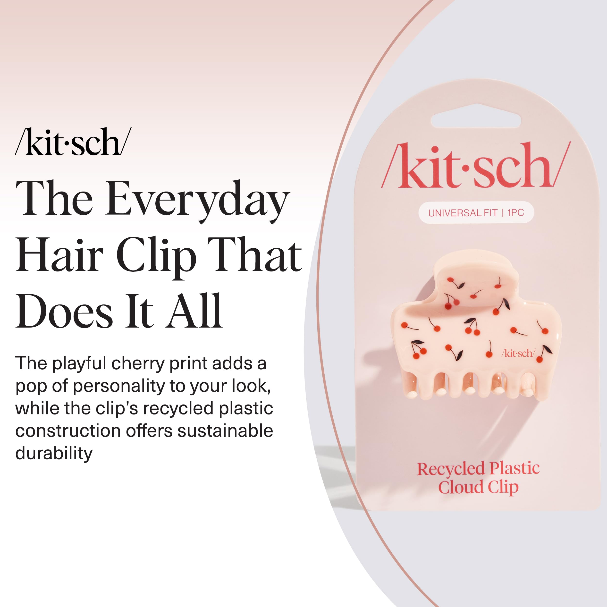 Kitsch cherry print clip close up highlights durable recycled plastic