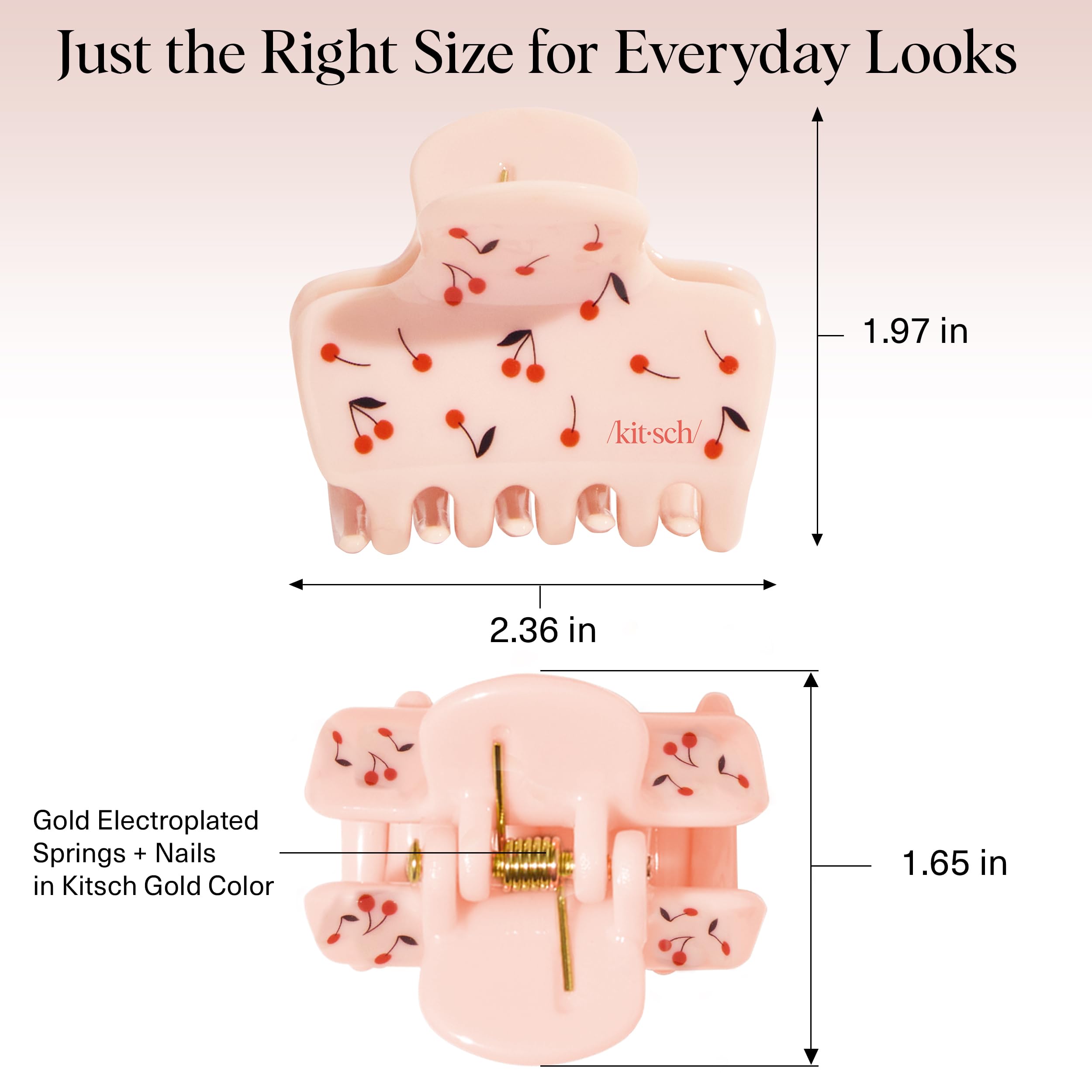 Kitsch cherry print clip on desk shows lightweight design