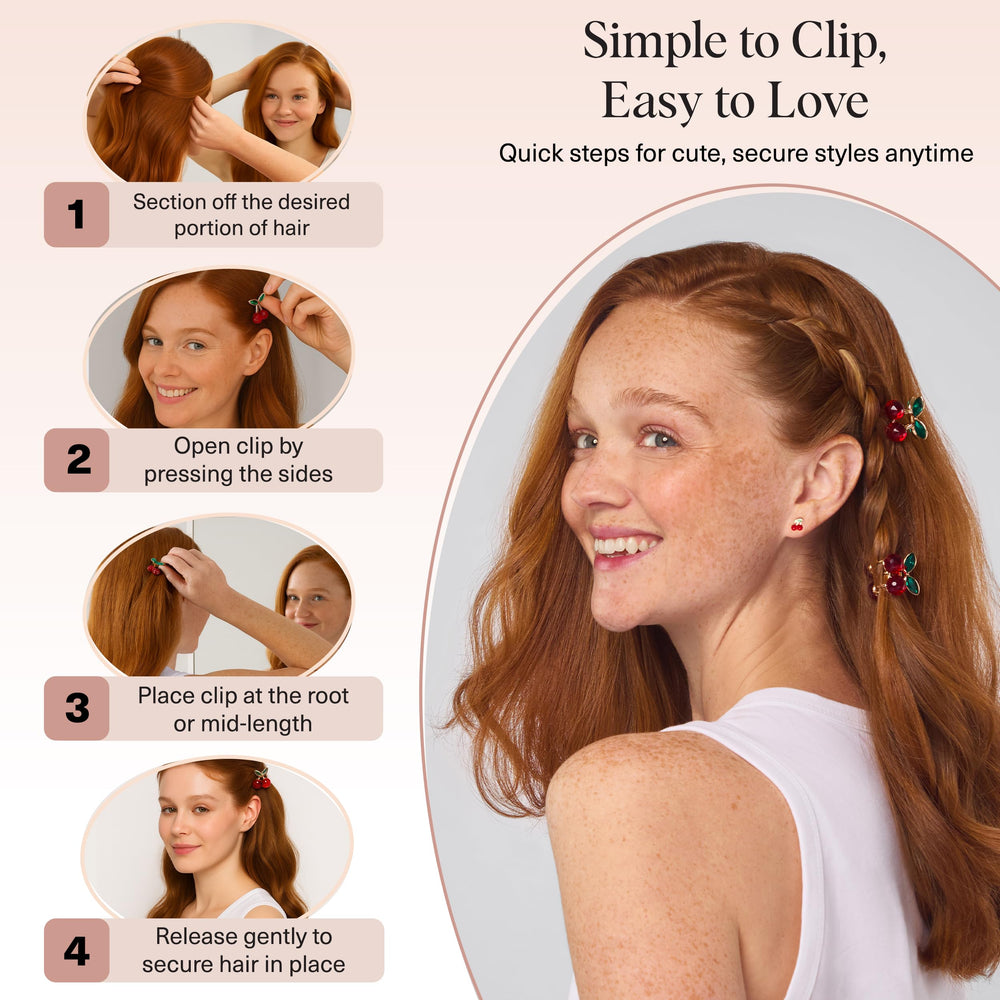Kitsch cherry small hair clip two-pack packaging for gift sets.