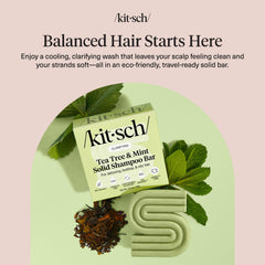 Kitsch Clarifying Tea Tree & Mint Shampoo Bar after-use results show refreshed hair.