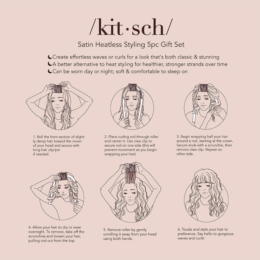 Kitsch claw clip keeps hair secure during styling and sleep.