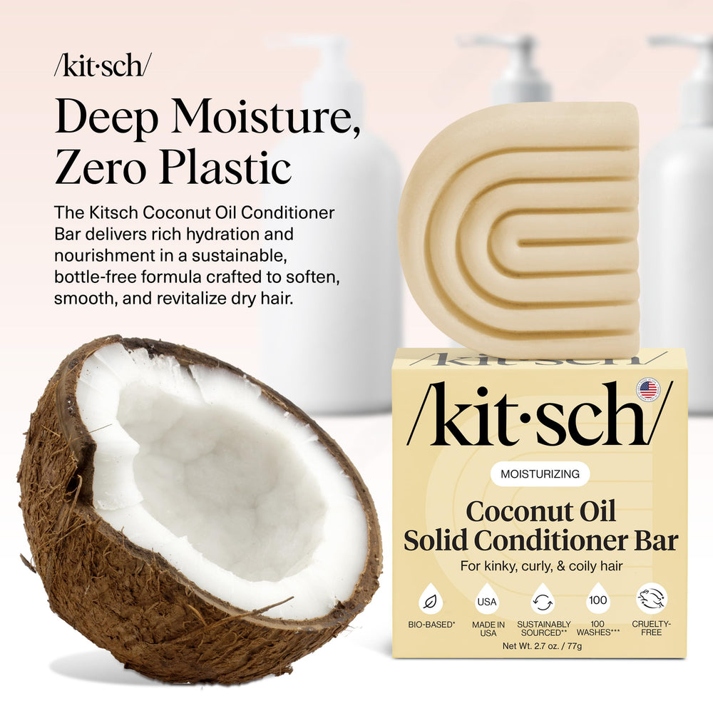 Kitsch Coconut Oil Conditioner Bar back view highlighting natural ingredients.