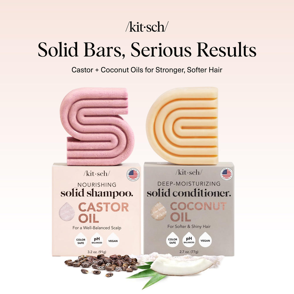Kitsch Coconut Oil Conditioner Bar dispense highlights deep hydration and frizz control