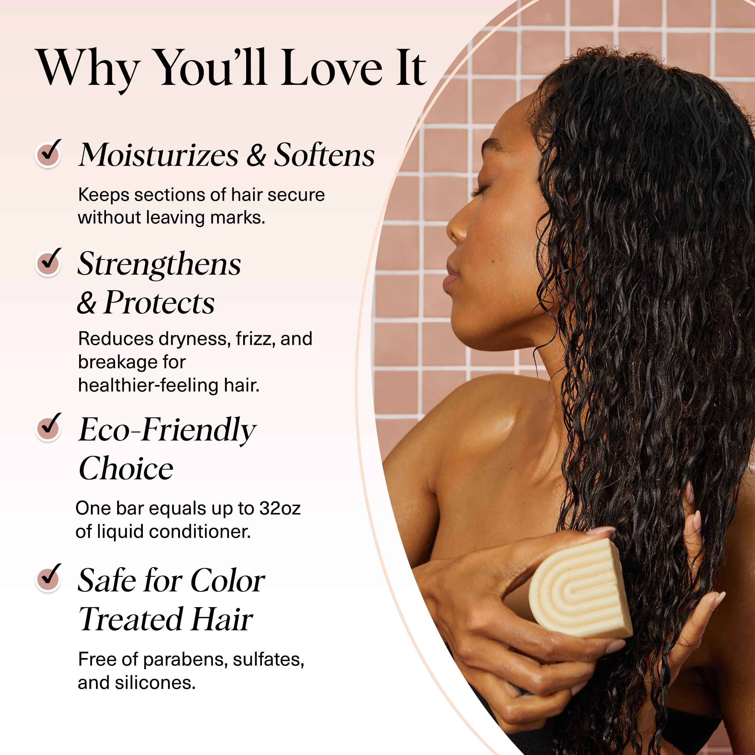 Kitsch Coconut Oil Conditioner Bar in a bathroom setting for easy access.