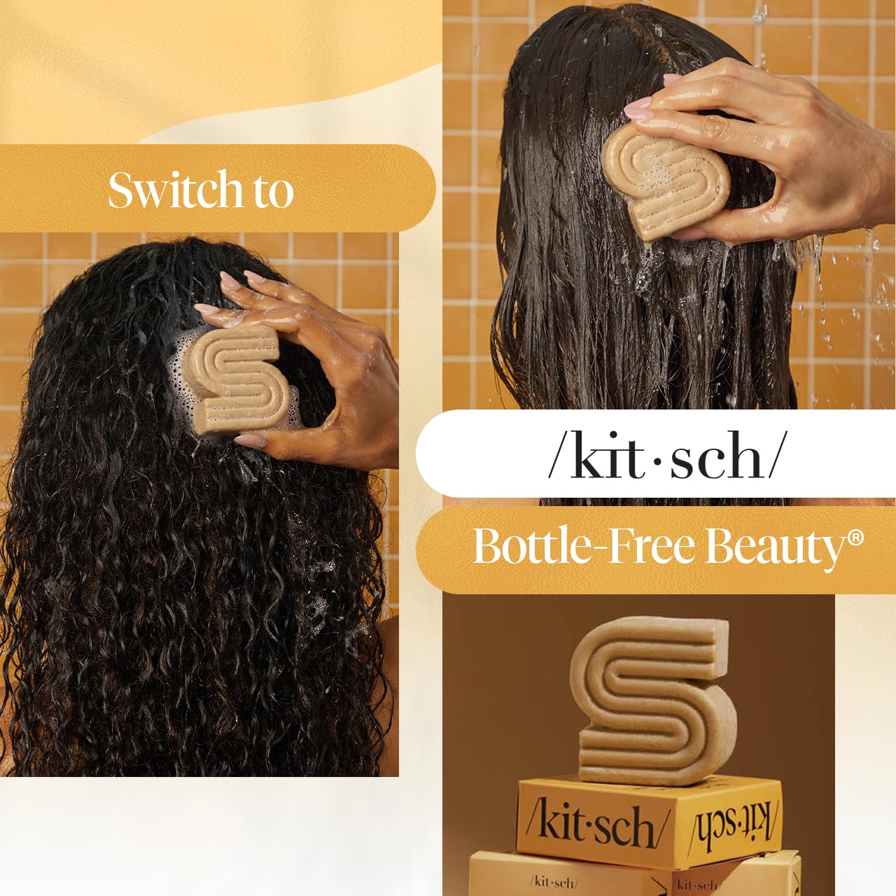 Kitsch Coconut Oil Shampoo Bar curly hair texture detangling-friendly lather