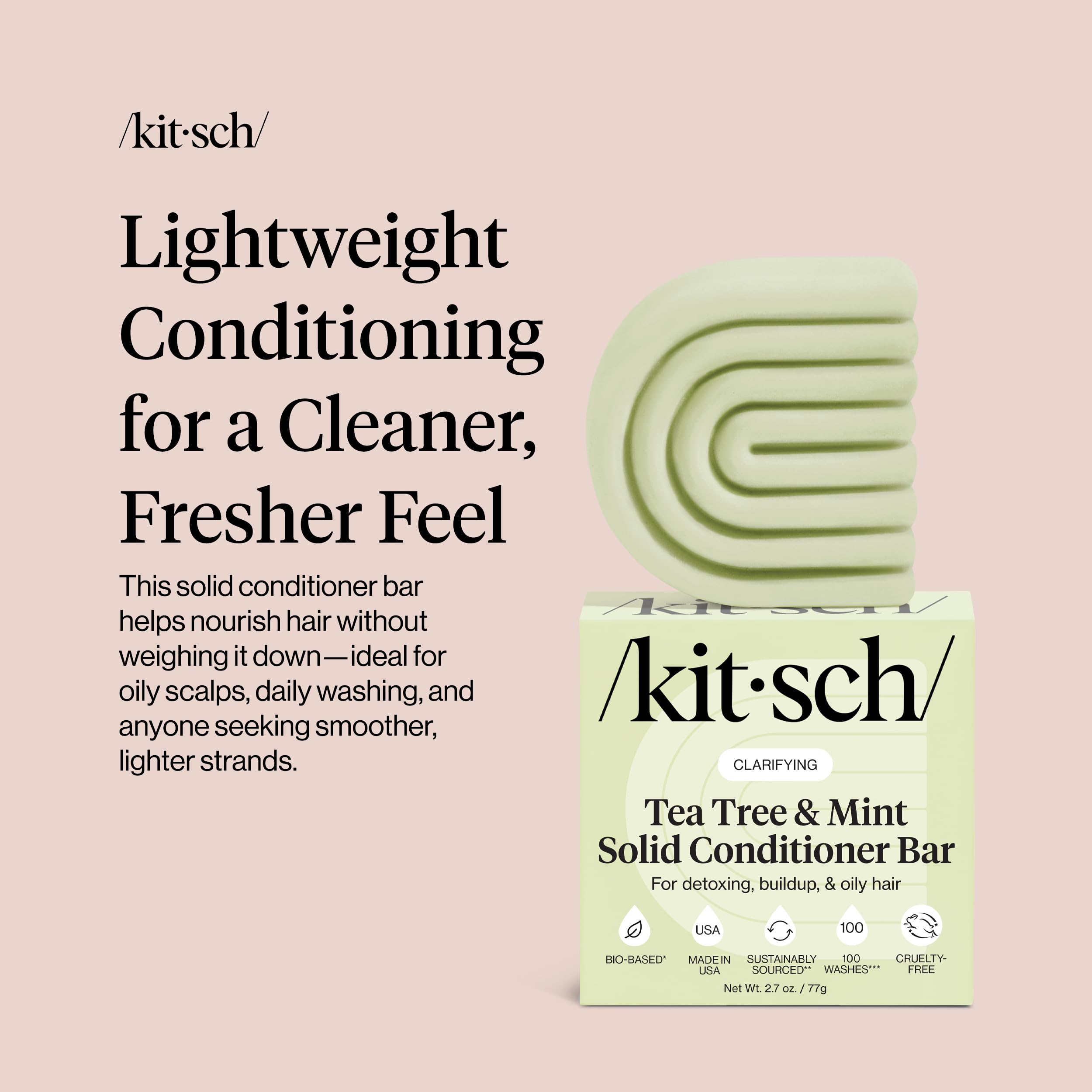 Kitsch color-safe formula shown for color-treated hair suitability.