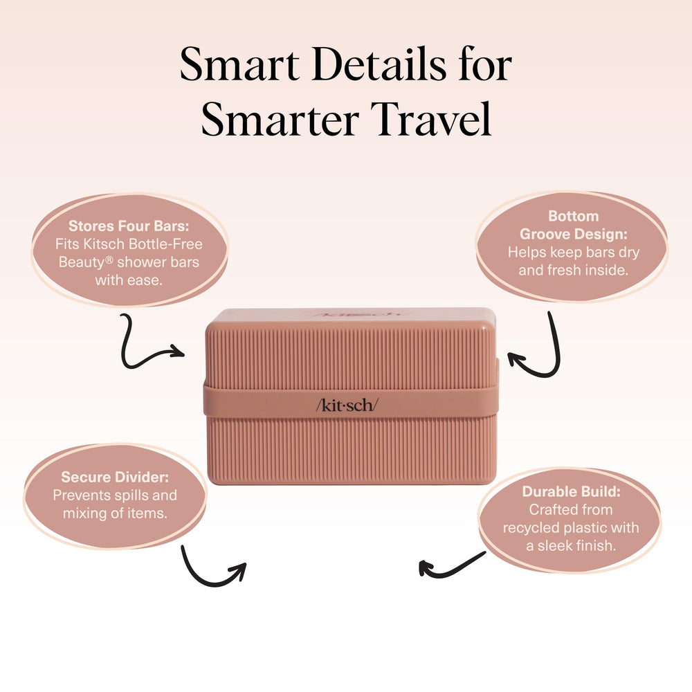 Kitsch compact travel soap case fits gym bag for quick, on-the-go cleansing.