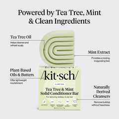 Kitsch conditioner bar close-up reveals texture for easy application and travel-friendly use.