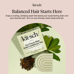 Kitsch conditioner bar on shelf with mint evokes refreshing aroma and scalp-care vibes.